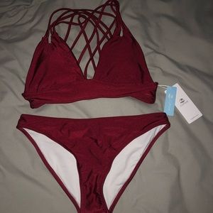 Maroon Bikini set from cupshe
